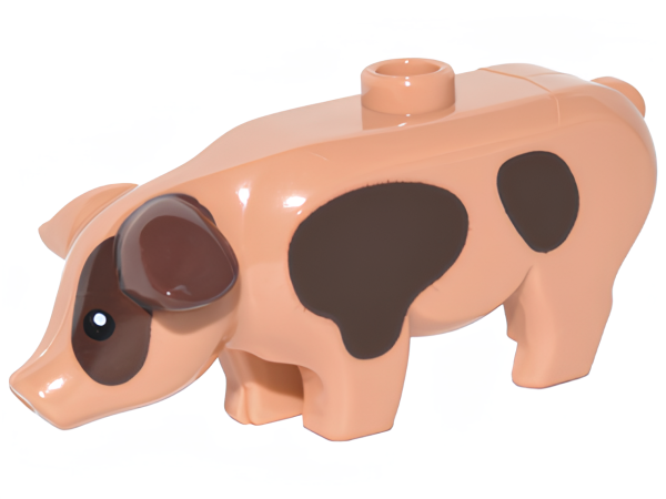 Хрюшка Lego 87621pb03 Pig with Black Eyes, White Pupils and Dark Brown Spots Pattern U